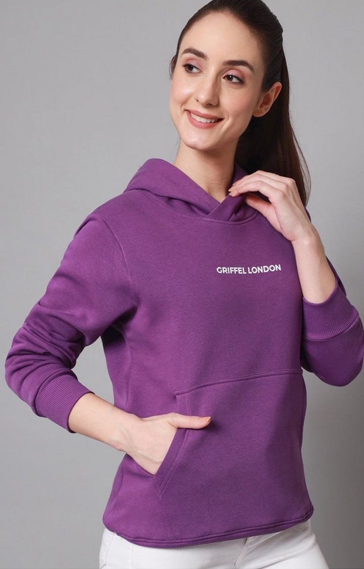Women's Dark Purple Solid Hoodies