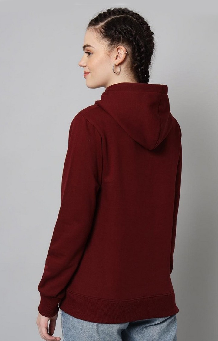 Women's Maroon Solid Hoodies