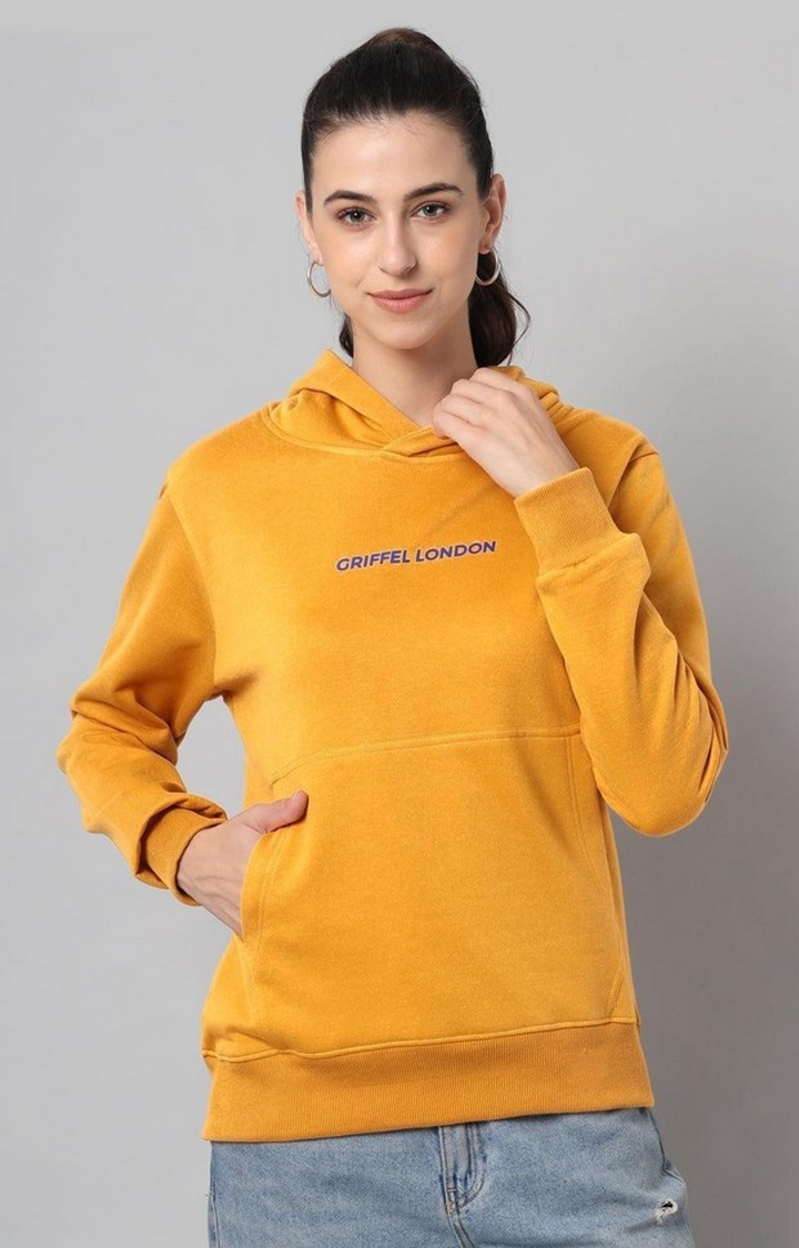 Women’s Cotton Fleece Full Sleeve Mustard Hoodie Sweatshirt