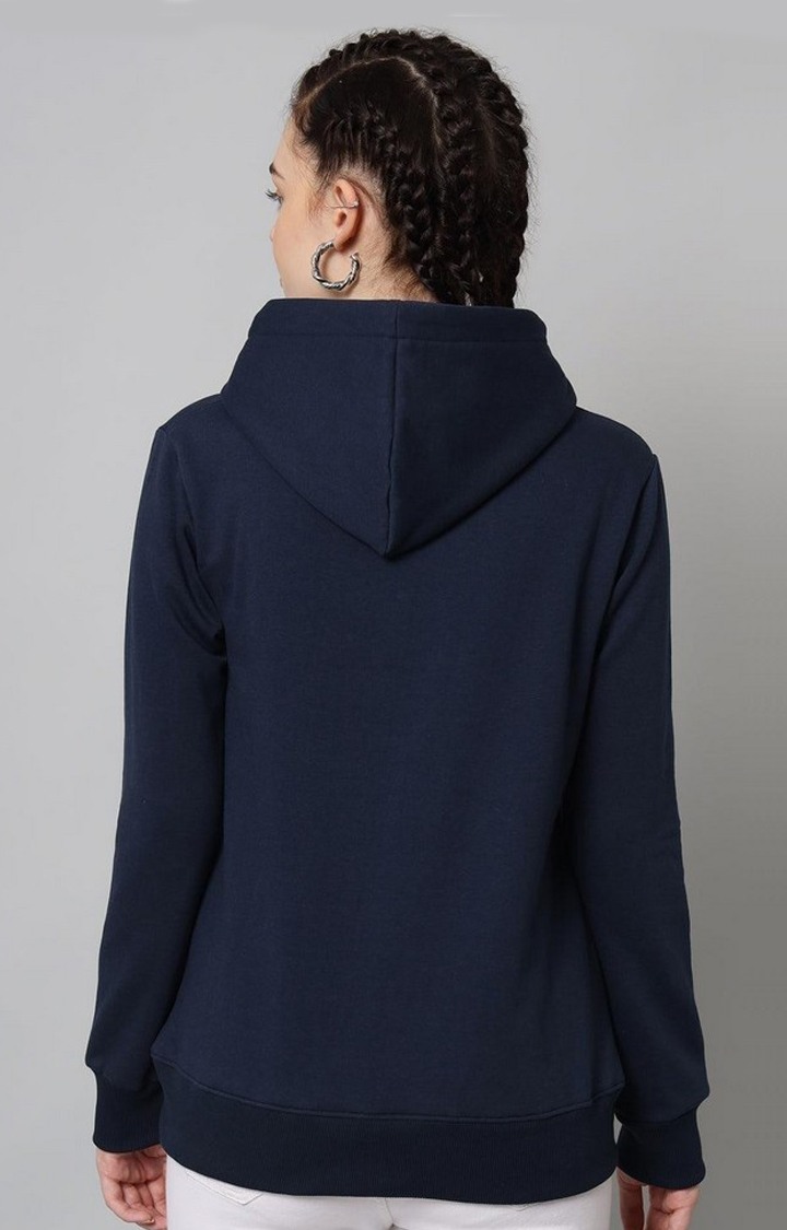 Women's Navy Blue Solid Hoodies