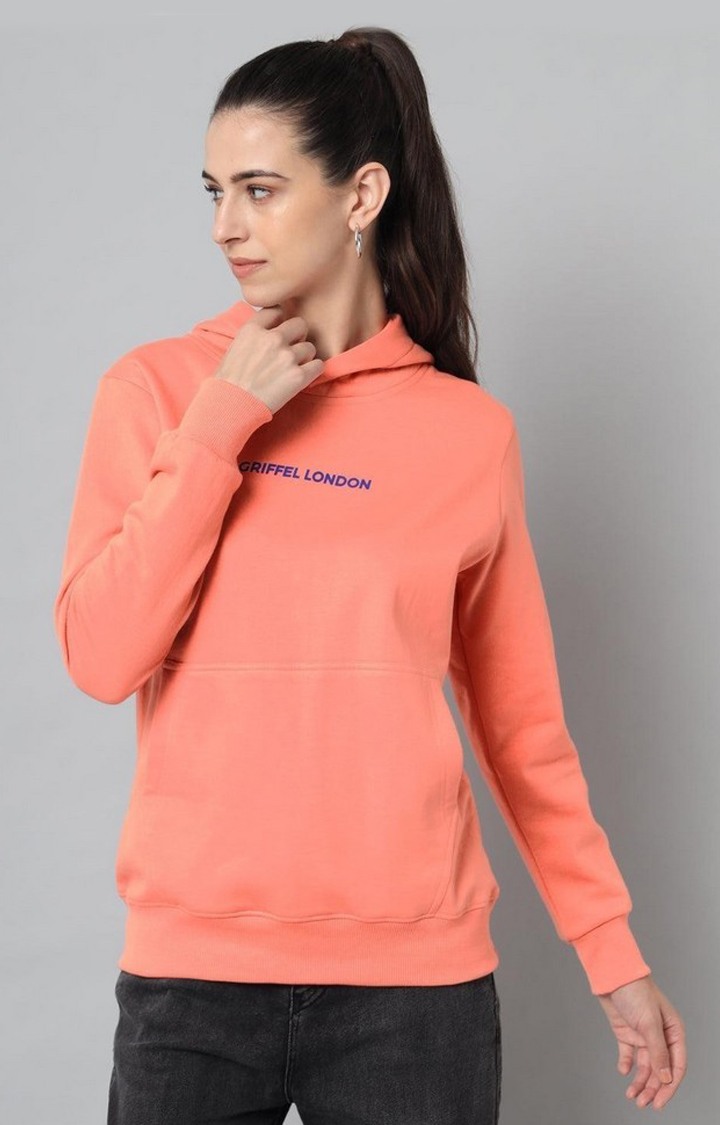 Women's Peach Solid Hoodies