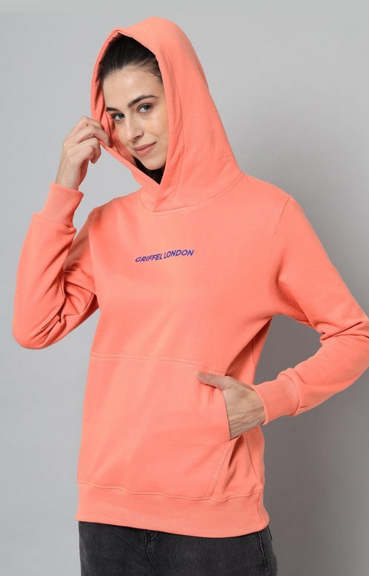 Women's Peach Solid Hoodies