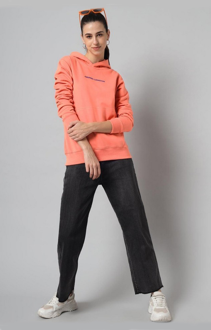 Women's Peach Solid Hoodies