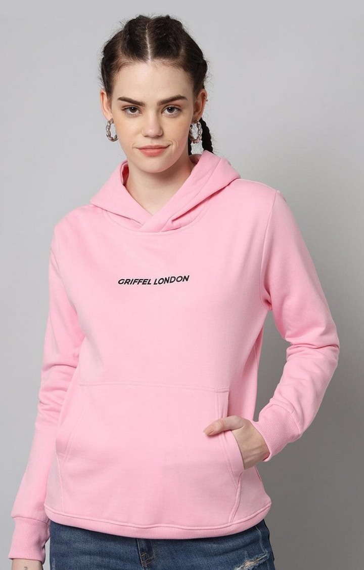 Women's Pink Solid Hoodies