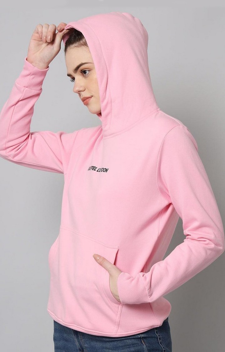 Women's Pink Solid Hoodies