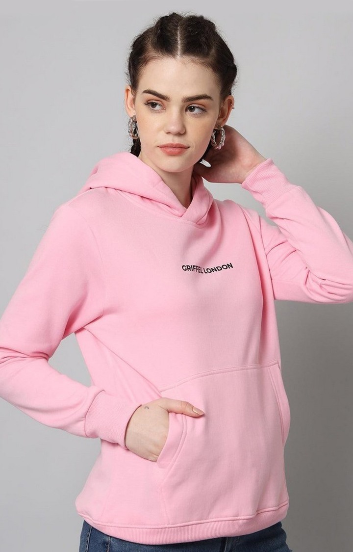 Women's Pink Solid Hoodies