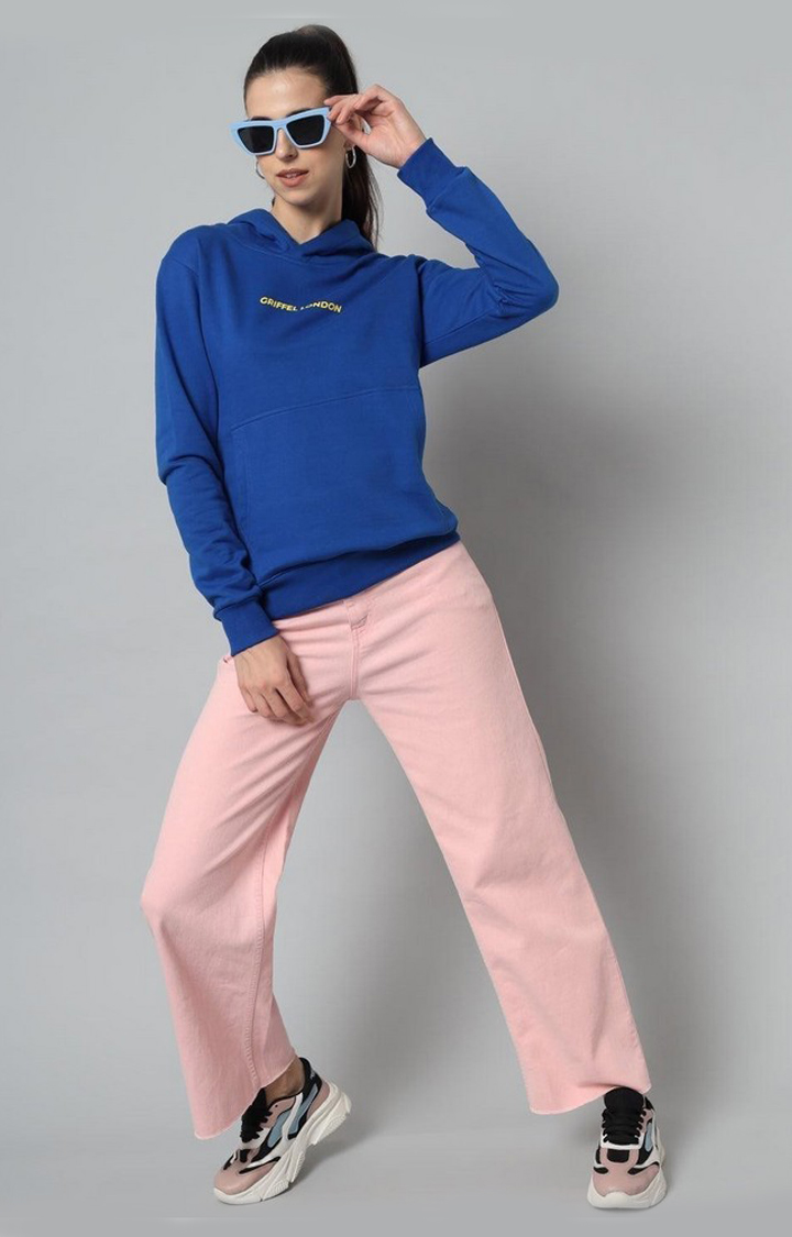 Women's Royal Blue Solid Hoodies