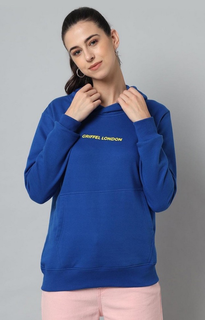 Women's Royal Blue Solid Hoodies