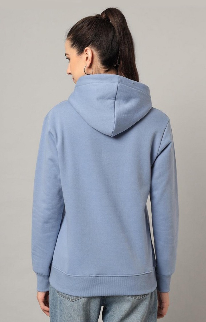 Women's Sky Blue Solid Hoodies