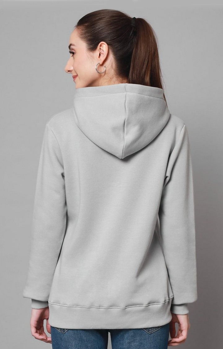 Women's Steel Grey Solid Hoodies