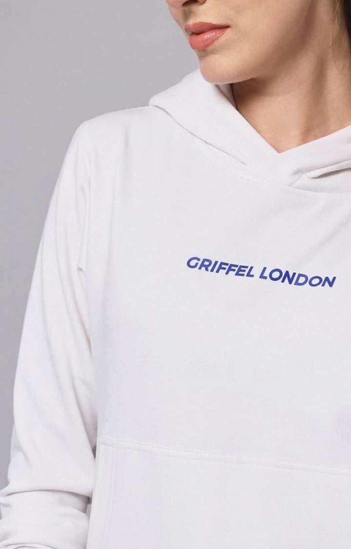 Women's White Solid Hoodies