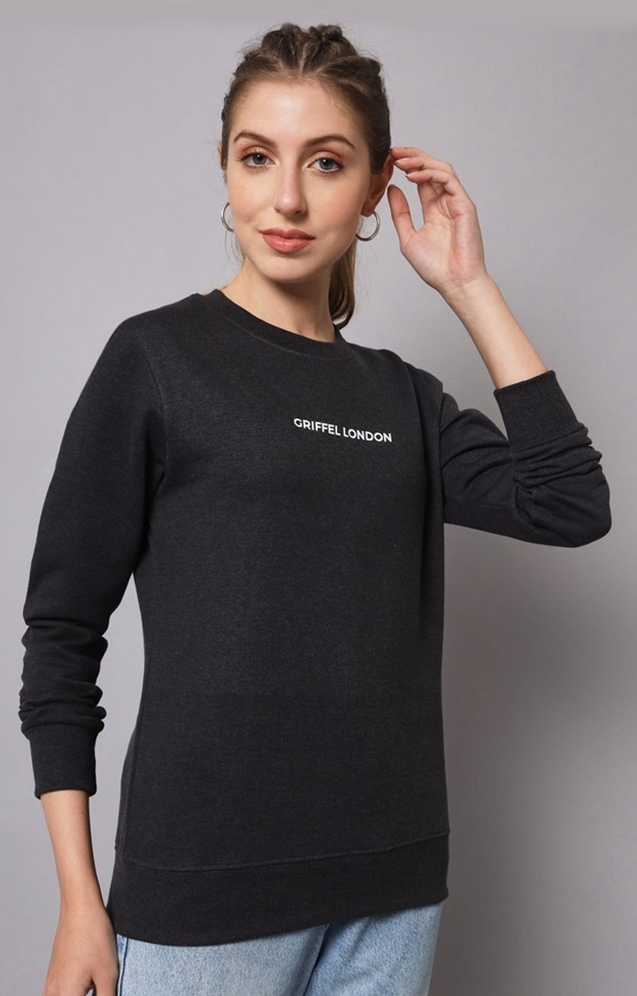 Women's Grey Solid Sweatshirts
