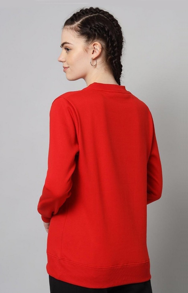 Women's Red Solid Sweatshirts