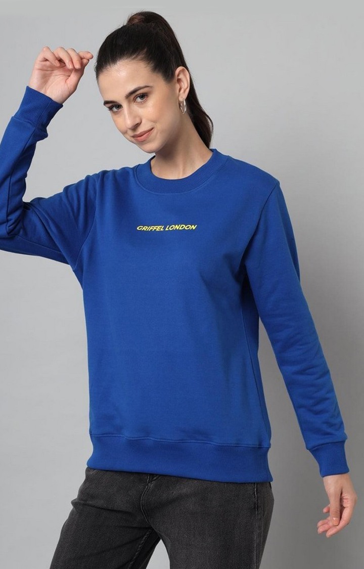 Women's Royal Blue Solid Sweatshirts