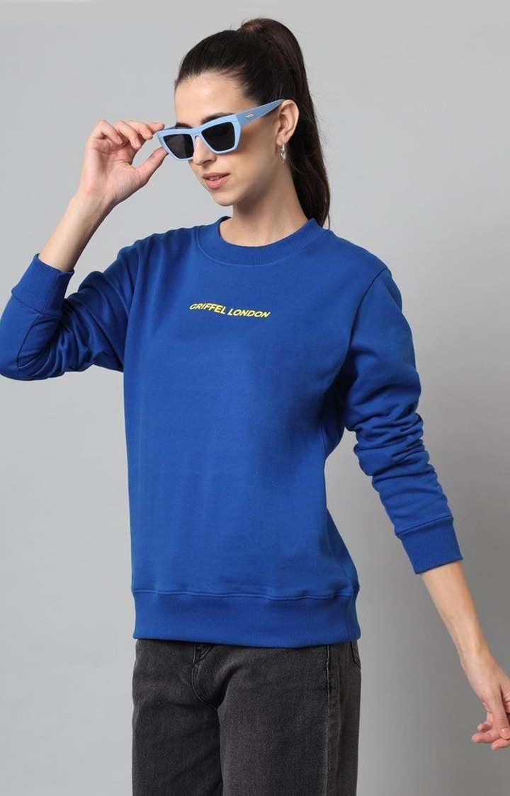 Women's Royal Blue Solid Sweatshirts