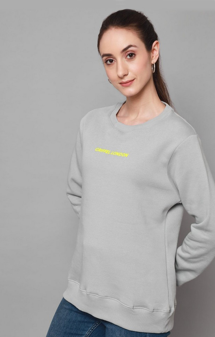 Women's Steel Grey Solid Sweatshirts