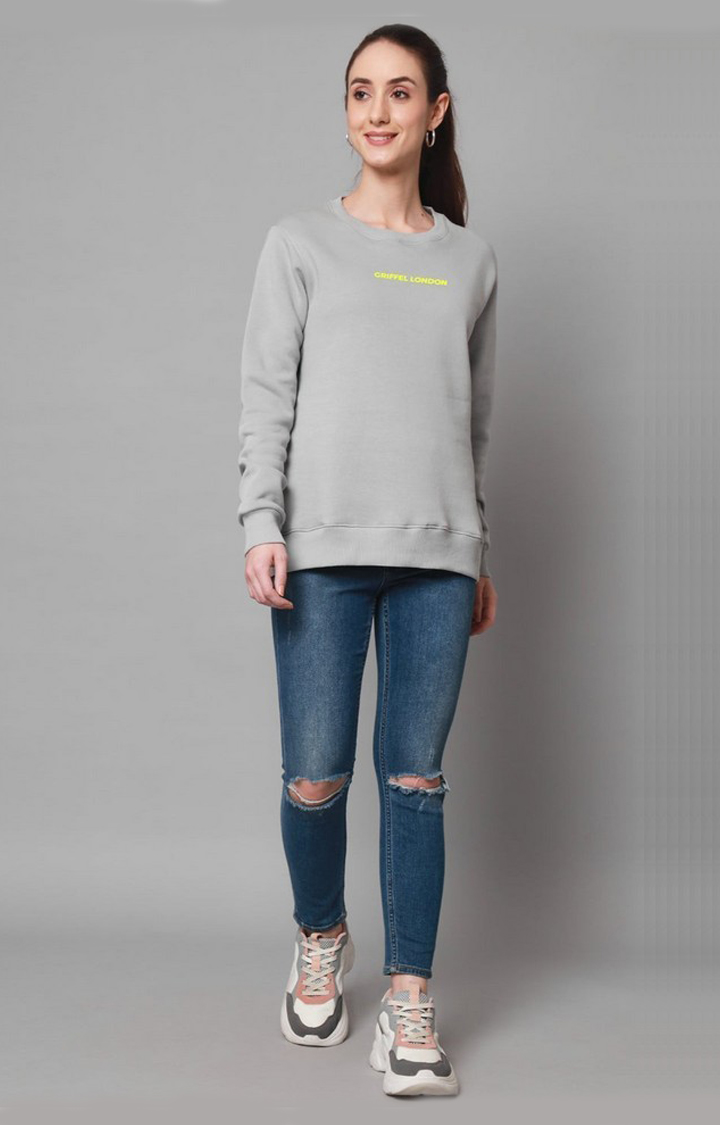 Women's Steel Grey Solid Sweatshirts