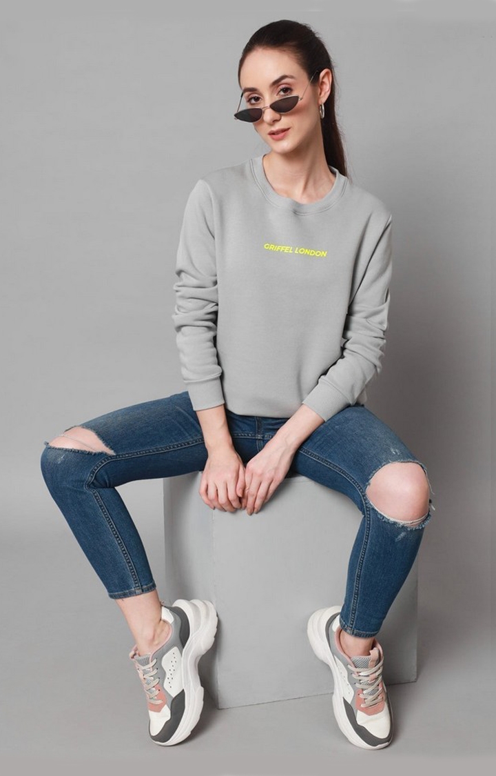 Women's Steel Grey Solid Sweatshirts