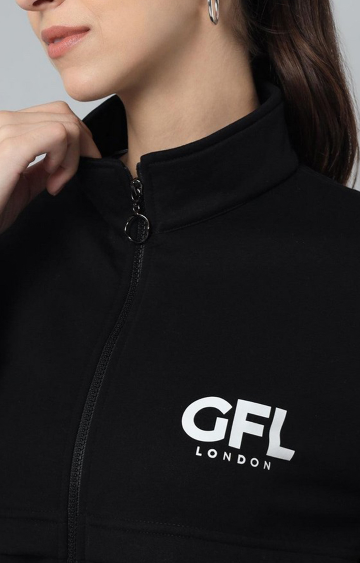 Women's Black Solid Sweatshirts