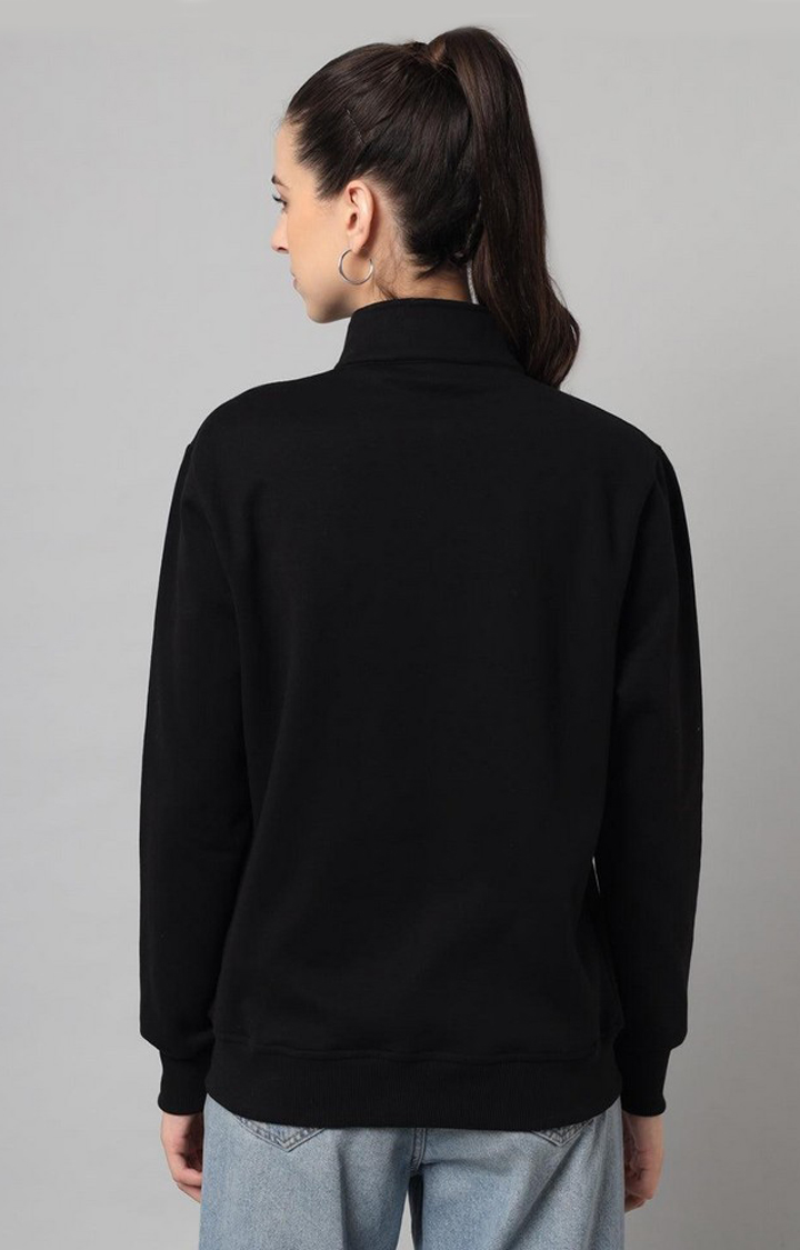 Women's Black Solid Sweatshirts