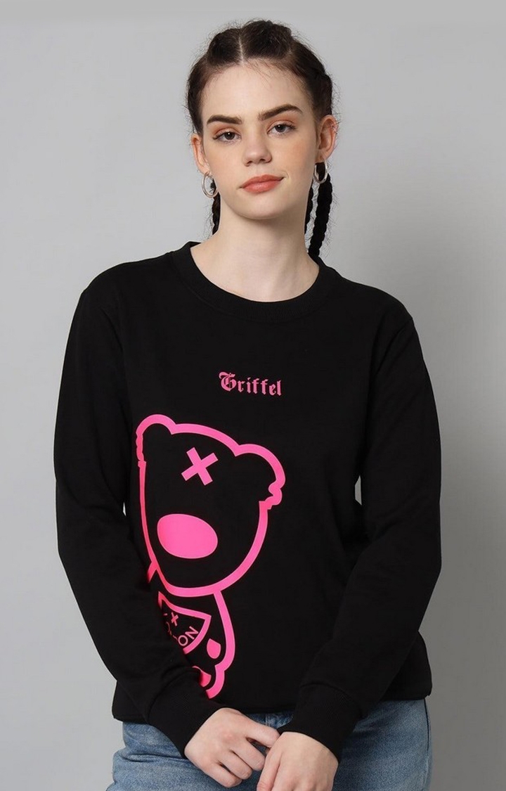 GRIFFEL | Women's Pnkblk Solid Sweatshirts