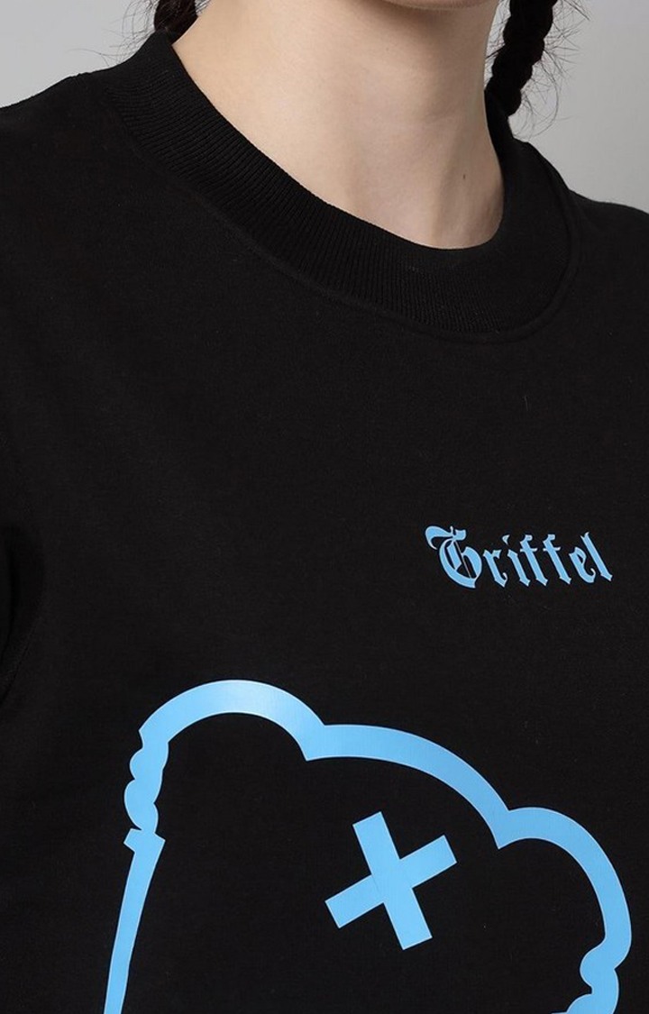 Women's Skyblk Solid Sweatshirts