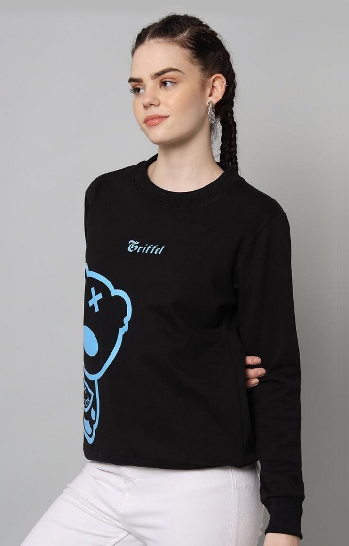 Women's Skyblk Solid Sweatshirts