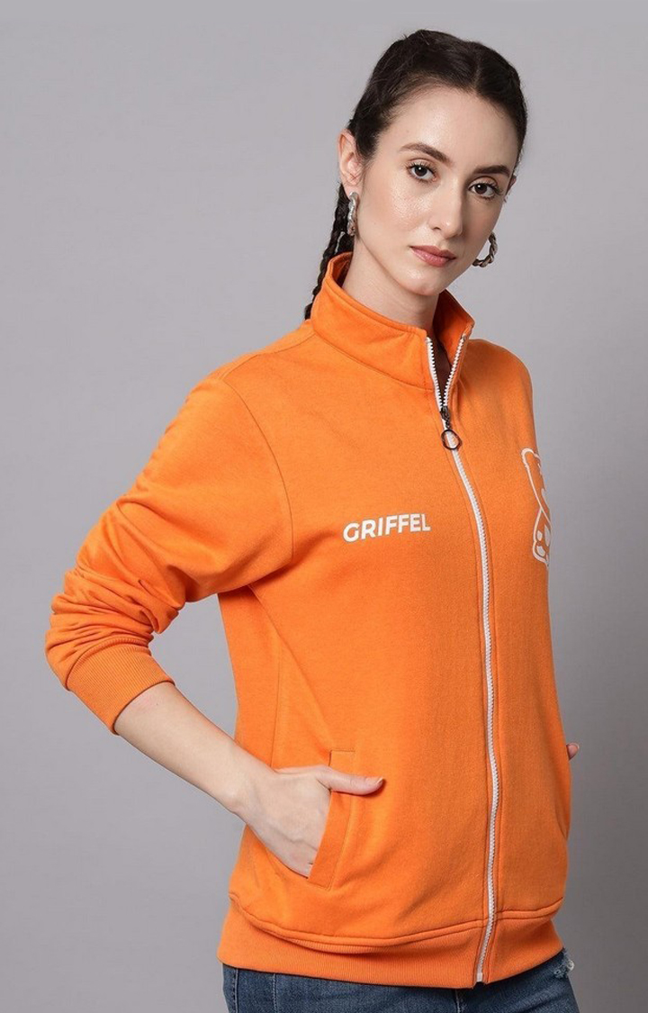 Women's Orange Solid Sweatshirts