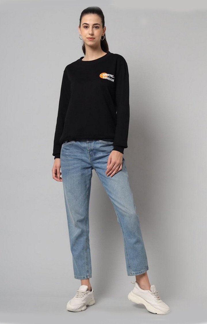 Women's Black Solid Sweatshirts