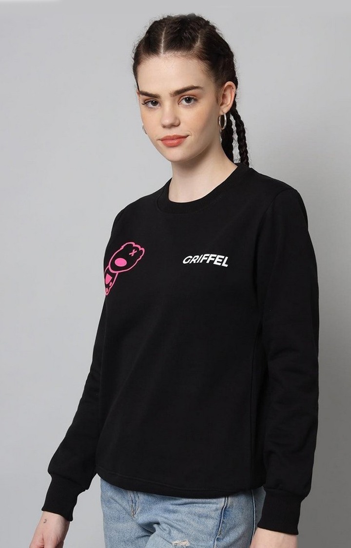 Women's Black Solid Sweatshirts