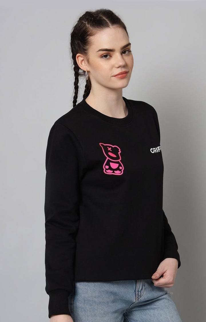Women's Black Solid Sweatshirts