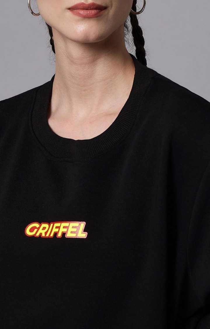 Women's Black Solid Sweatshirts