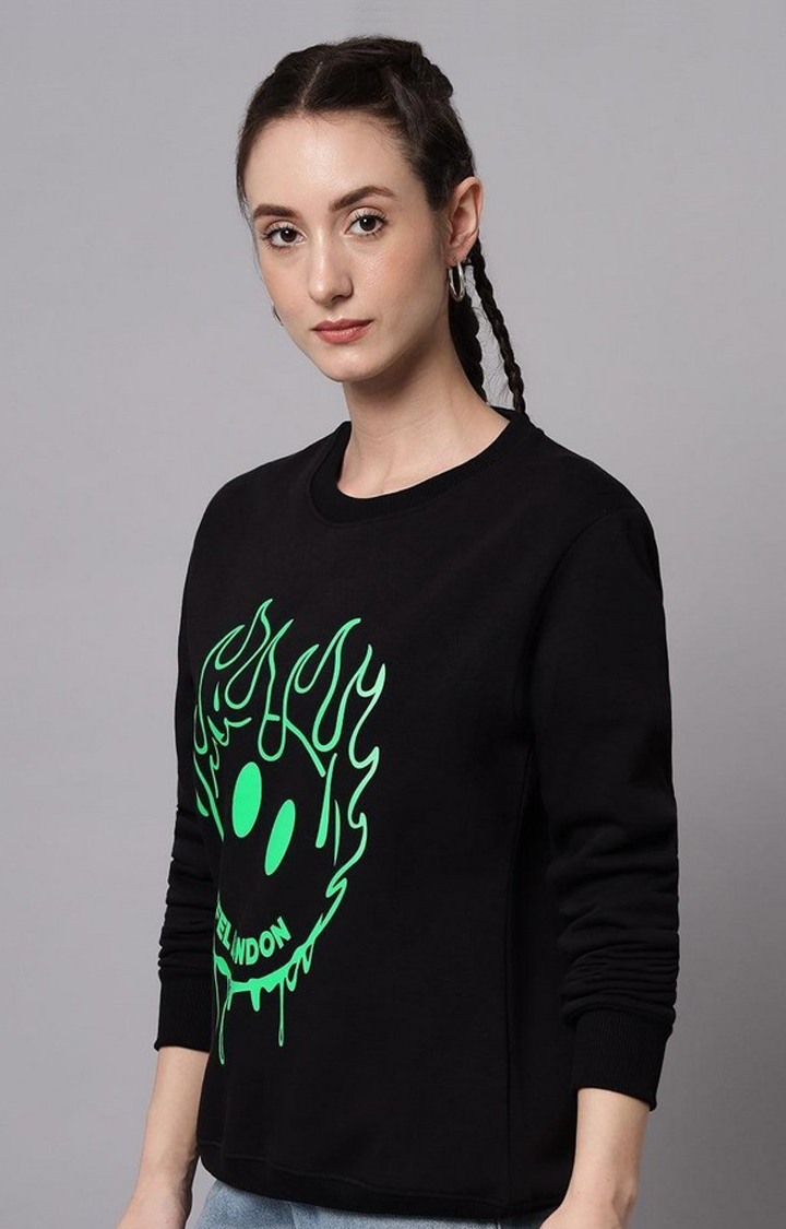 Women's Black Solid Sweatshirts