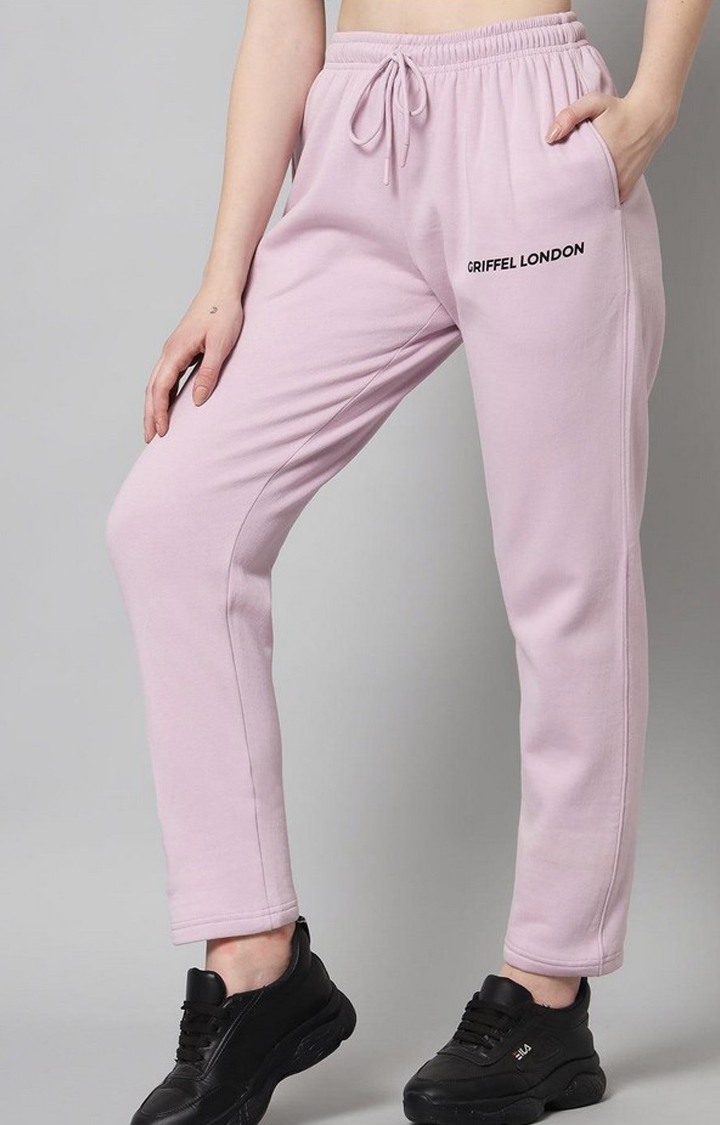Women's Light Purple Solid Trackpants