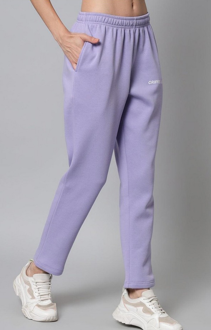 Women's Mauve Solid Trackpants