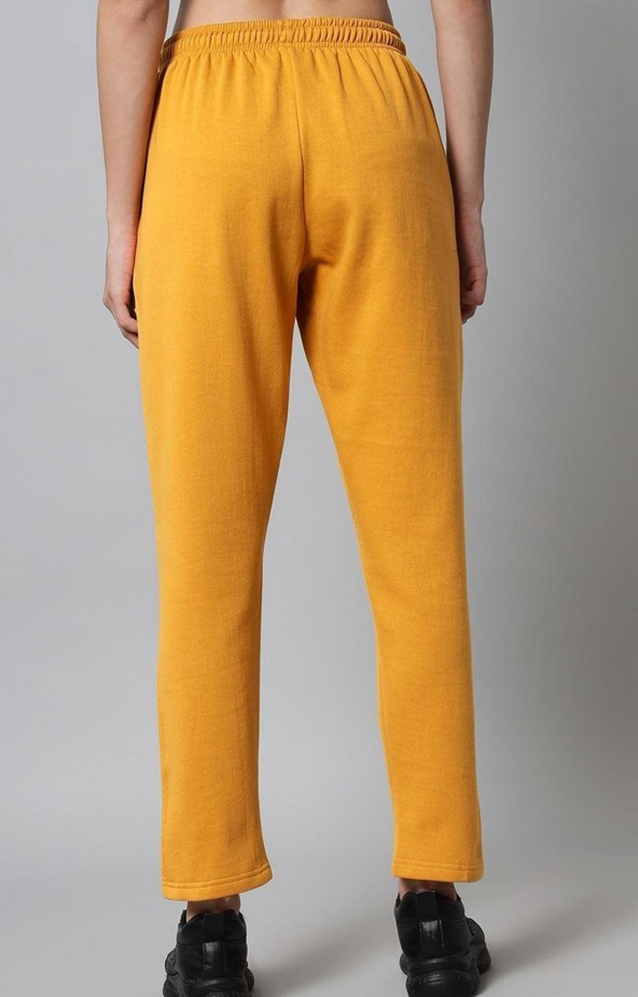 Women's Mustard Solid Trackpants