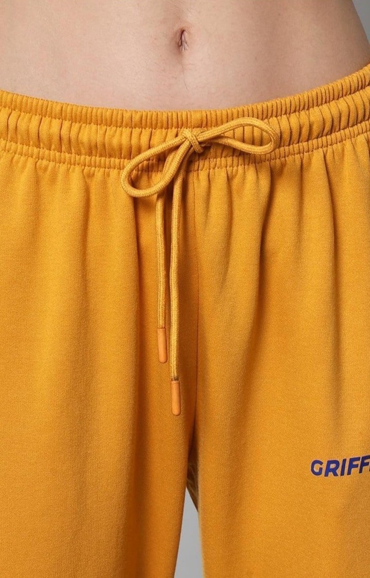 Women's Mustard Solid Trackpants