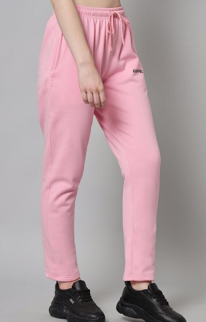 Women's Pink Solid Trackpants