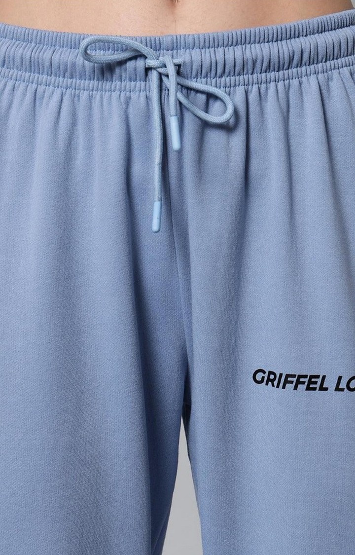 Women's Sky Blue Solid Trackpants