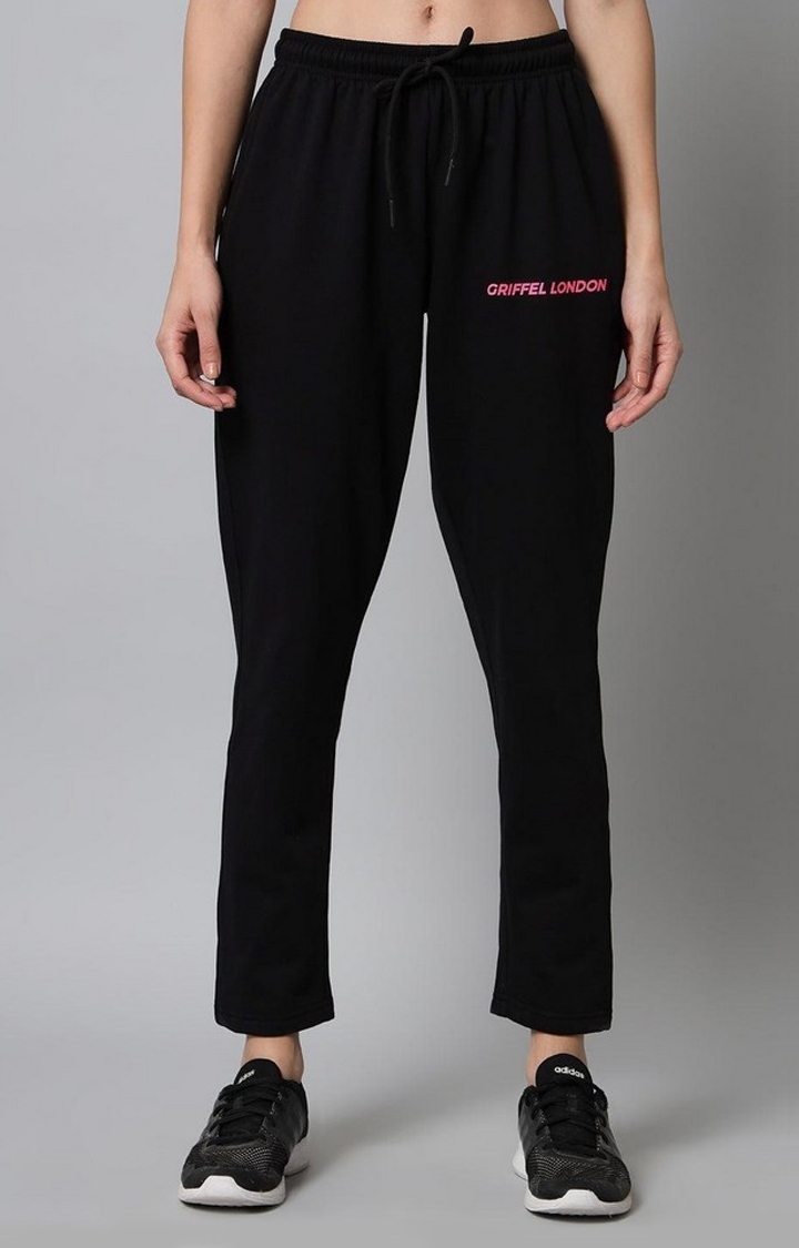 GRIFFEL | Women's Black Cotton Solid Trackpants 0