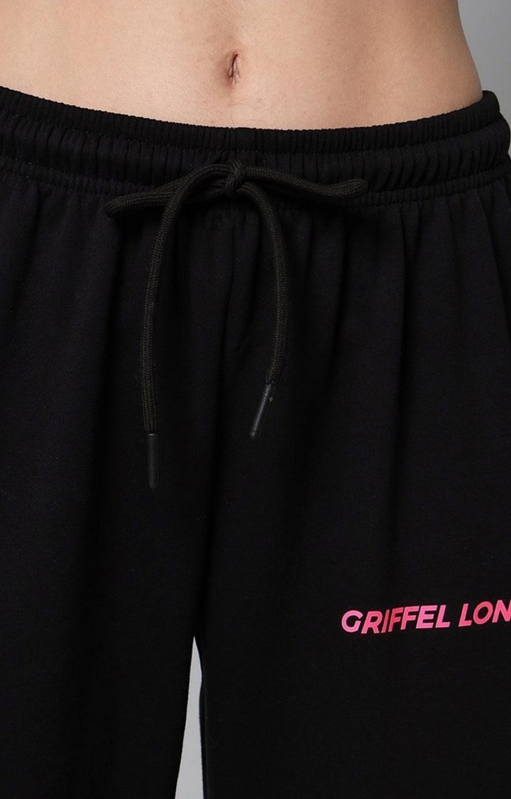 GRIFFEL | Women's Black Cotton Solid Trackpants 5