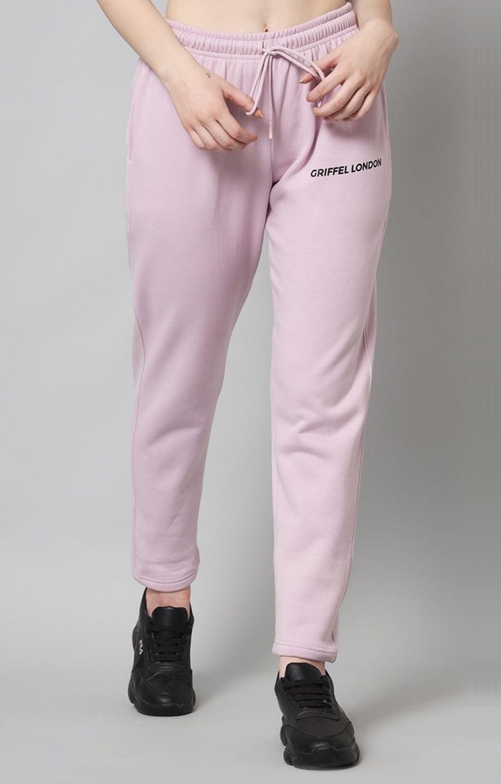 GRIFFEL | Women's Purple Cotton Solid Trackpants