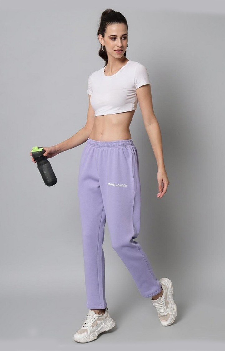 Women's Mauve Solid Trackpants