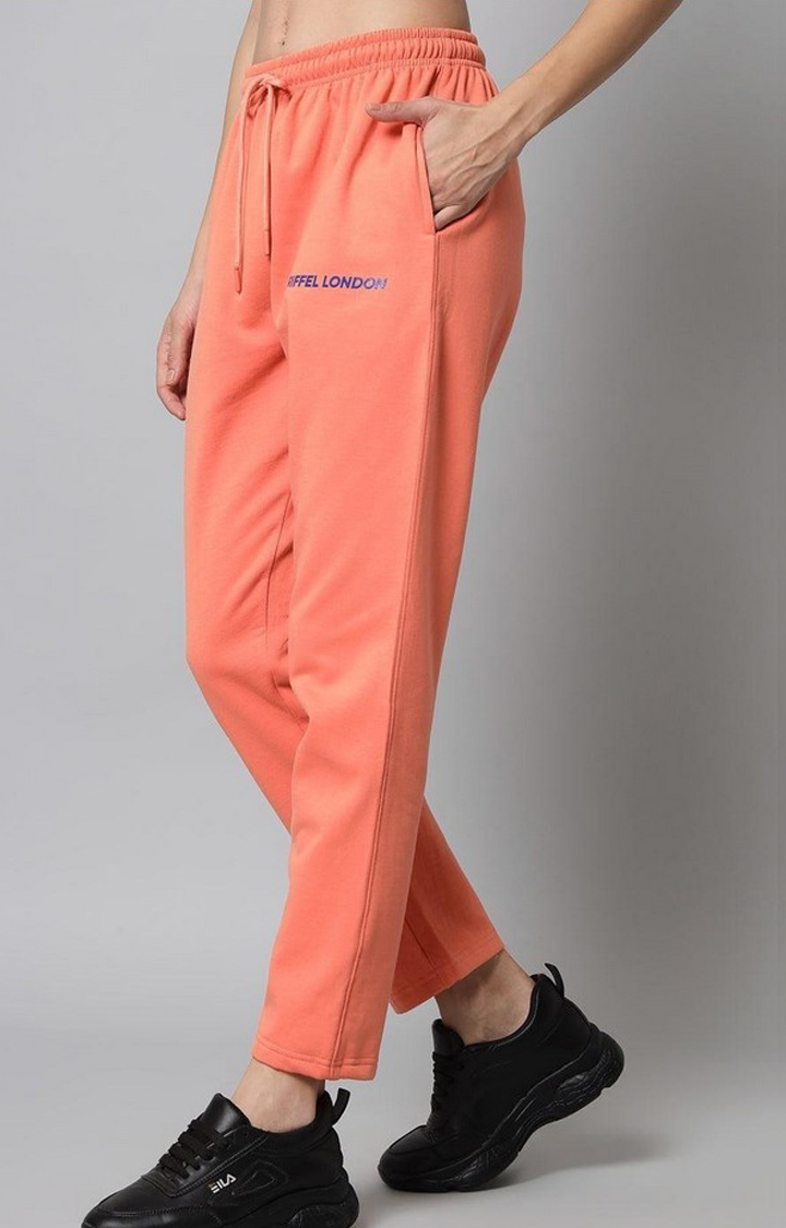 Women's Peach Solid Trackpants