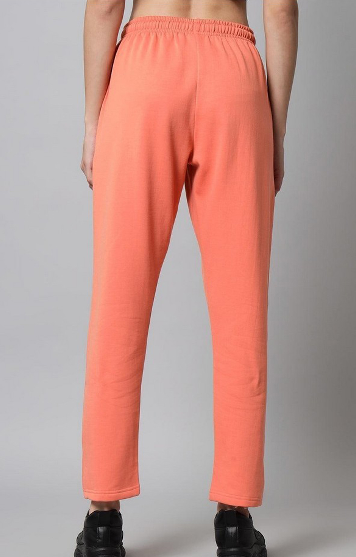 Women's Peach Solid Trackpants