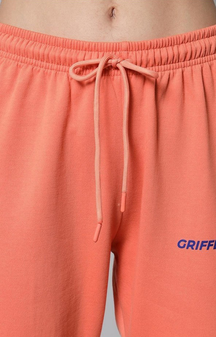 Women's Peach Solid Trackpants