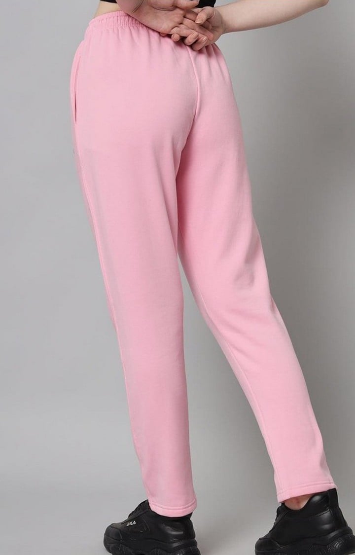 Women's Pink Solid Trackpants
