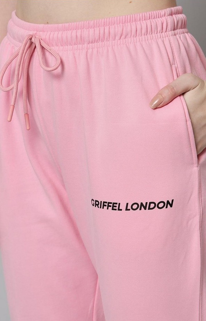 Women's Pink Solid Trackpants