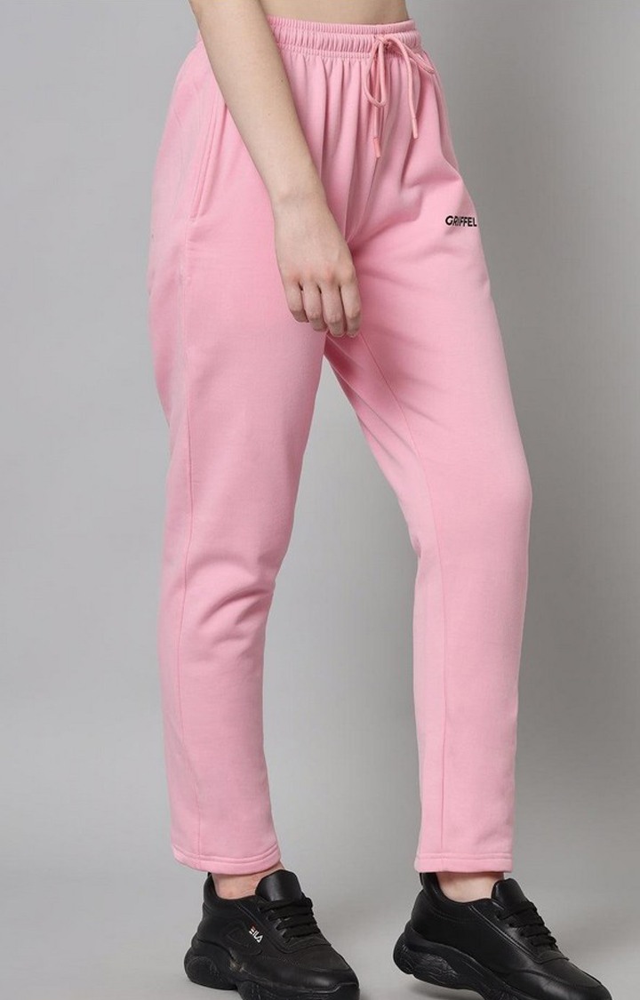 Women's Pink Solid Trackpants