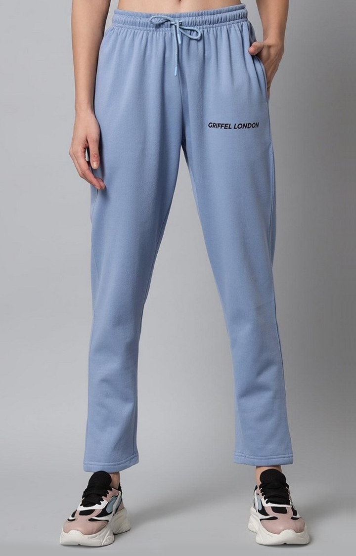 GRIFFEL | Women's Sky Blue Solid Trackpants